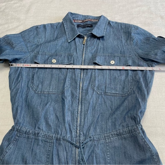 Tommy Hilfiger Denim Romper Shorts Zip Front. Size S - Picture 8 of 9